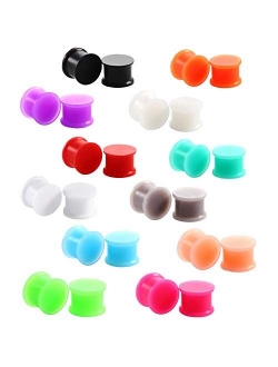 Stuppendux 24PCS Silicone Flexible Ear Tunnels Gauges Plugs Stretchers Expander Double Flared Flesh Tunnels Ear Piercing Jewelry for Women Men