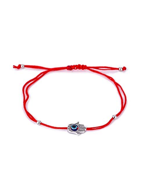 Evil Eye Hamsa Hand String Kabbalah Bracelets for Protection and Luck Hand-Woven Black Cord Thread Friendship Bracelet