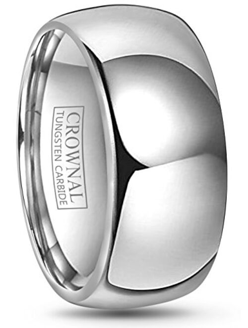 Crownal 2mm 4mm 6mm 8mm 10mm Tungsten Wedding Band Ring Men Women Plain Dome Polished Size Comfort Fit Size 3 To 17