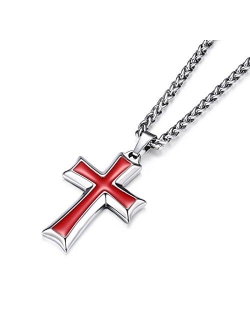 Mens Stainless Steel Cross Pendant Necklace Flower Basket Chain