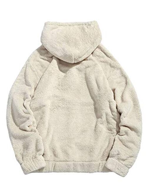 Mens Fleece Sweatshirt Winter Warm Fuzzy Pullover Chunky Fluffy Hoodies