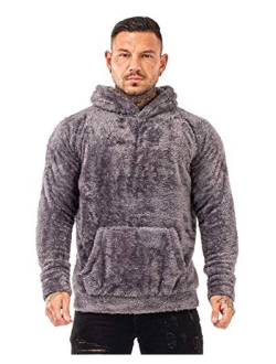 Men's Fuzzy Sherpa Lined Sweatshirt Fashion Pullover Fleece Fluffy Hoodies