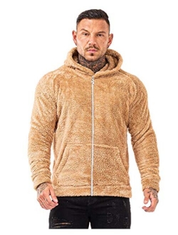 Men's Fuzzy Sherpa Lined Sweatshirt Fashion Pullover Fleece Fluffy Hoodies