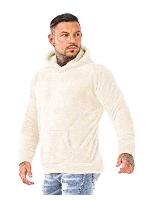 GINGTTO Men's Fuzzy Sherpa Lined Sweatshirt Fashion Pullover Fleece Fluffy Hoodies