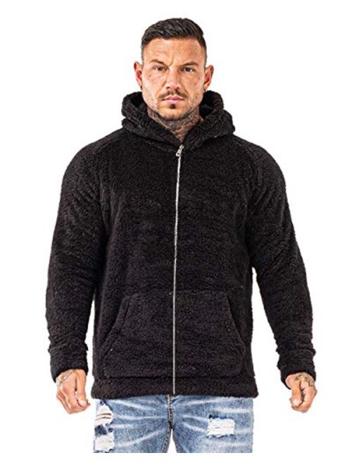 GINGTTO Men's Fuzzy Sherpa Lined Sweatshirt Fashion Pullover Fleece Fluffy Hoodies