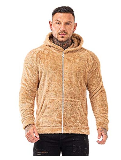 GINGTTO Men's Fuzzy Sherpa Lined Sweatshirt Fashion Pullover Fleece Fluffy Hoodies