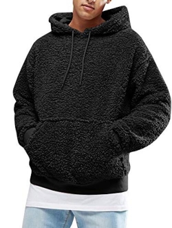 Gafeng Mens Sherpa Winter Fleece Heavy Long Sleeve Fuzzy Fluffy Kangaroo Pocket Hoodies