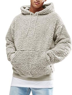 Gafeng Mens Sherpa Winter Fleece Heavy Long Sleeve Fuzzy Fluffy Kangaroo Pocket Hoodies