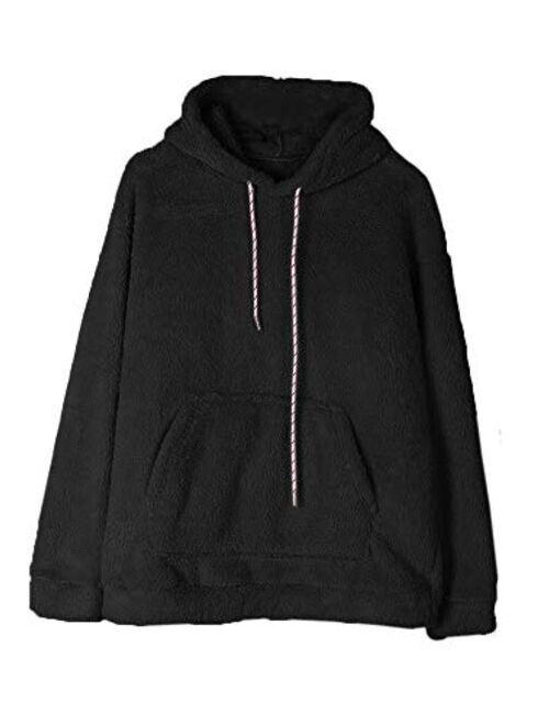 Taoliyuan Mens Fuzzy Hoodies Sherpa Fluffy Fleece Winter Casual Pullover Hooded Sweatshirt Outwear