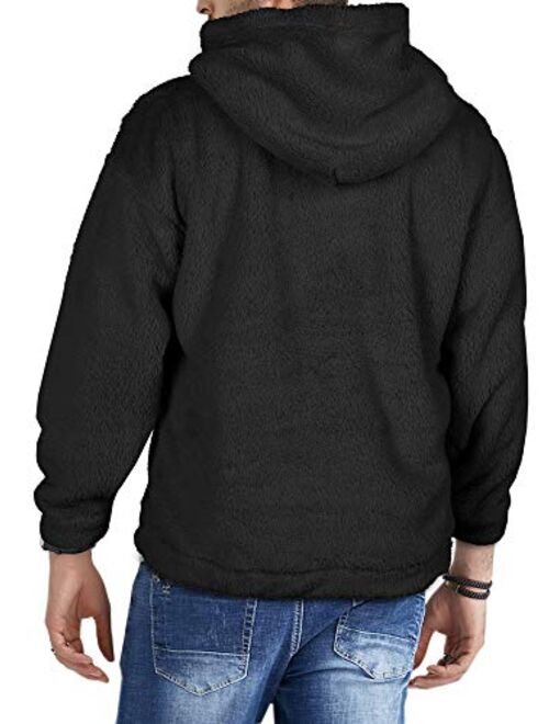 Taoliyuan Mens Fuzzy Hoodies Sherpa Fluffy Fleece Winter Casual Pullover Hooded Sweatshirt Outwear