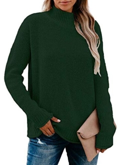 LOLONG Women's Turtleneck Sweaters Long Sleeve Solid Loose Knitted Pullover Tops