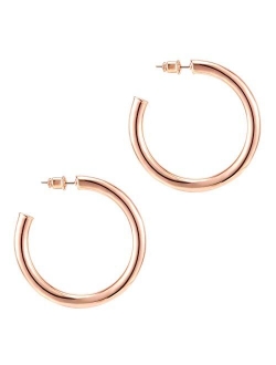 14K Gold Colored Lightweight Chunky Open Hoops | Gold Hoop Earrings for Women