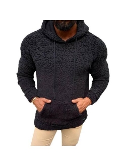 Mens Fleece Fluffy Hoodie Pullover Coat Hooded Thick Winter Outwear Hoodie Tops