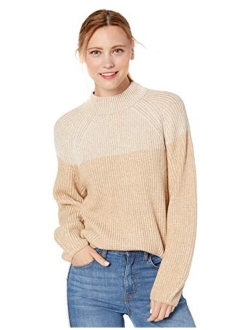 Women's Two Tone Mock Neck Sweater