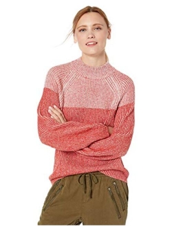 Women's Two Tone Mock Neck Sweater