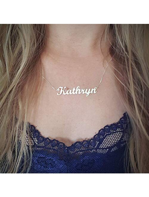 CustomOwnJewelry Personalized Name Necklace 18K Golden Plate Sterling Silver Name Necklace for Mom/Lover/Girl Friend/Child