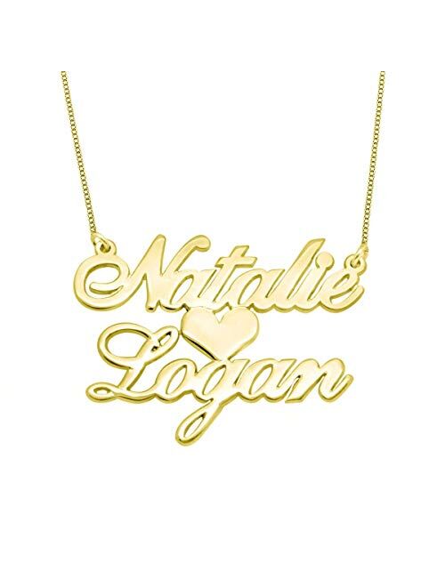 CustomOwnJewelry Personalized Name Necklace 18K Golden Plate Sterling Silver Name Necklace for Mom/Lover/Girl Friend/Child