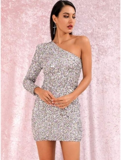 One Shoulder Sequin Dress