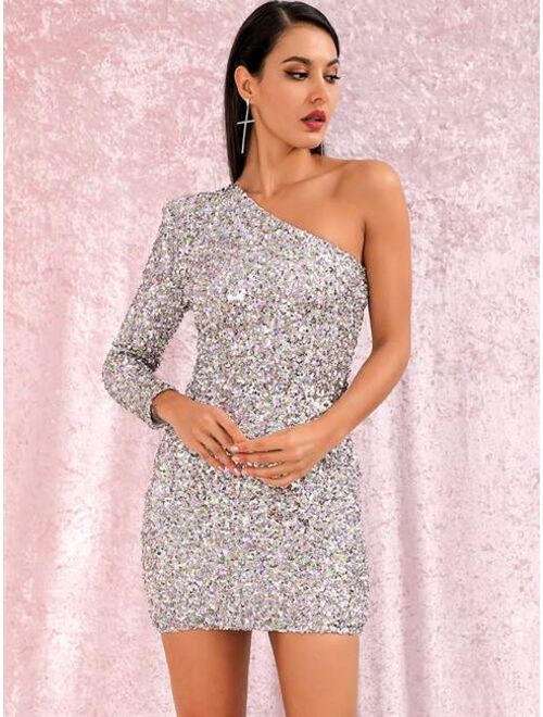 Shein One Shoulder Sequin Dress