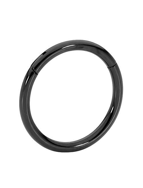 365 Sleepers Solid 316L Surgical Steel 20G-18G-16G-14G-12G-10G-8G-6G Hinged Clicker Segment Nose Ring Hoop Sold Individually