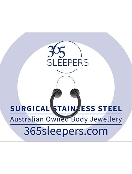 365 Sleepers Solid 316L Surgical Steel 20G-18G-16G-14G-12G-10G-8G-6G Hinged Clicker Segment Nose Ring Hoop Sold Individually