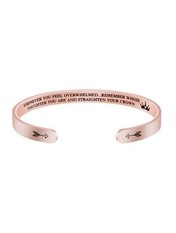 MEMGIFT Daughter Mother Bracelets Wide Cuff Bangle Message Engraved for Her