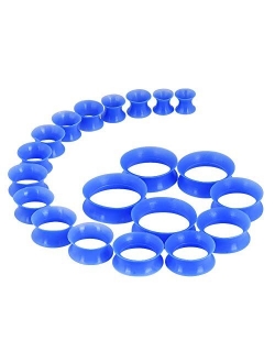 Oyaface 20 PC Tunnel Set Soft/Hard Silicone Flesh Tunnel Plug Eyelet 2g-25mm Flexible Ear Stretching Gauge Expander