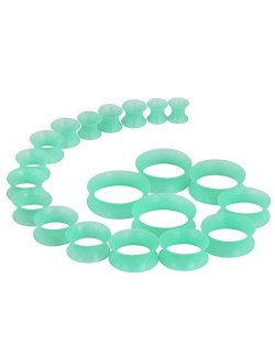 Oyaface 20 PC Tunnel Set Soft/Hard Silicone Flesh Tunnel Plug Eyelet 2g-25mm Flexible Ear Stretching Gauge Expander