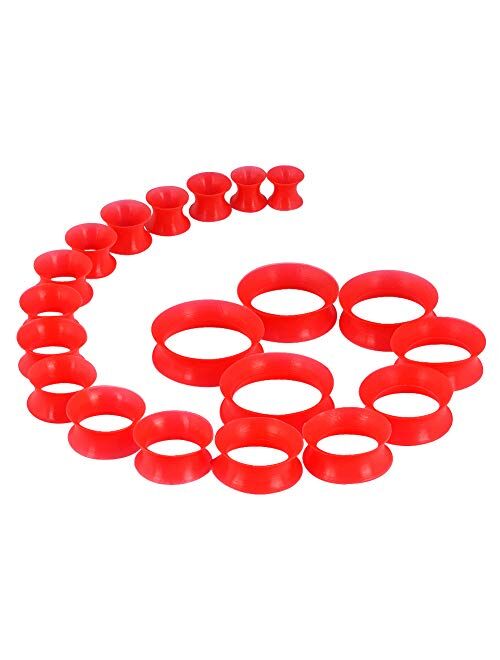 Oyaface 20 PC Tunnel Set Soft/Hard Silicone Flesh Tunnel Plug Eyelet 2g-25mm Flexible Ear Stretching Gauge Expander