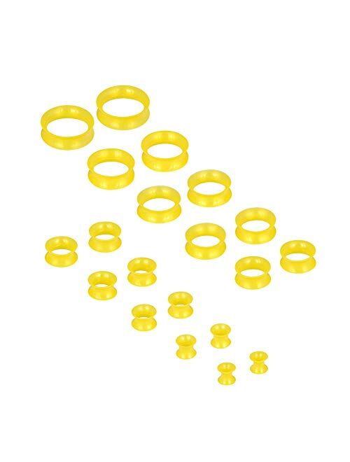 Oyaface 20 PC Tunnel Set Soft/Hard Silicone Flesh Tunnel Plug Eyelet 2g-25mm Flexible Ear Stretching Gauge Expander