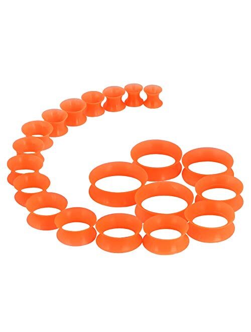 Oyaface 20 PC Tunnel Set Soft/Hard Silicone Flesh Tunnel Plug Eyelet 2g-25mm Flexible Ear Stretching Gauge Expander