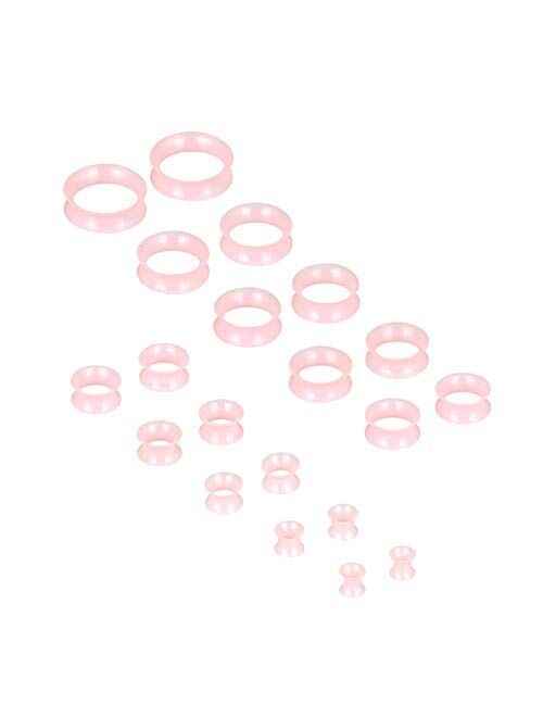 Oyaface 20 PC Tunnel Set Soft/Hard Silicone Flesh Tunnel Plug Eyelet 2g-25mm Flexible Ear Stretching Gauge Expander