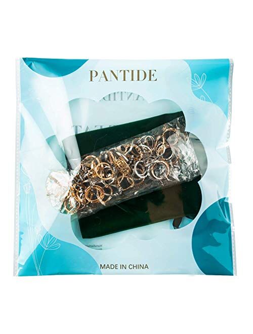 PANTIDE 67Pcs Vintage Knuckle Rings Set Stackable Finger Rings Midi Rings for Women Bohemian Hollow Carved Flowers Gold&Silver Rings Crystal Joint Rings with Storage Bag