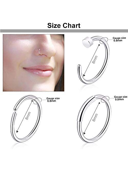 ONESING 38-72 PCS 20G Nose Rings for Women Nose Studs Nose Piercing Jewelry Nose Ring Hoop Screw 316L Stainless Steel for Women Men