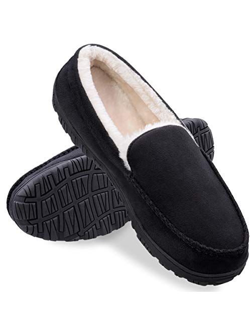 shoeslocker Men Slippers Indoor Outdoor Anti-Slip Slippers for Men Warm Plush