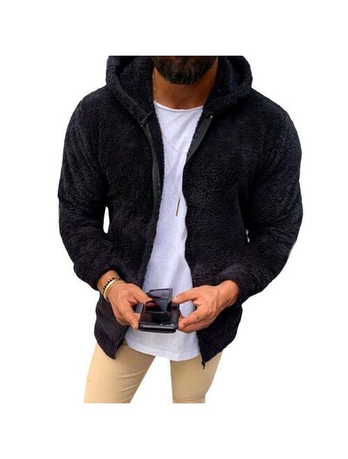 Men Coats Winter Outerwear Tops Hooded Thick Jacket Fleece Hoodies Fur Fluffy Men's Jacket