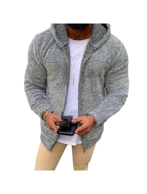 Men Coats Winter Outerwear Tops Hooded Thick Jacket Fleece Hoodies Fur Fluffy Men's Jacket