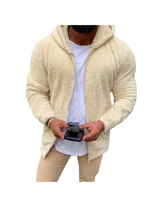 Men Coats Winter Outerwear Tops Hooded Thick Jacket Fleece Hoodies Fur Fluffy Men's Jacket