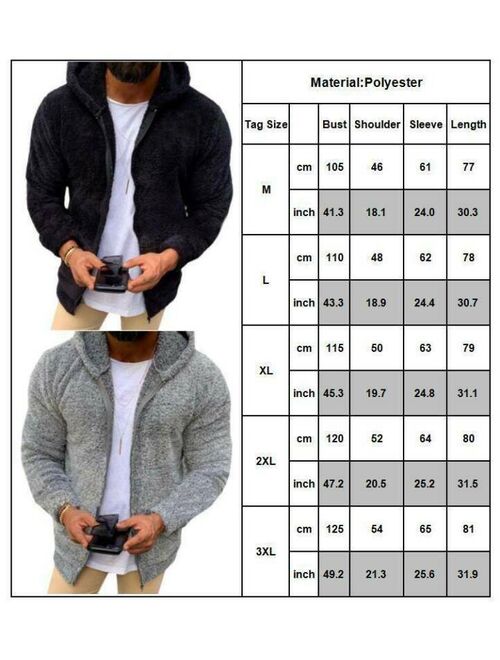 Men Coats Winter Outerwear Tops Hooded Thick Jacket Fleece Hoodies Fur Fluffy Men's Jacket