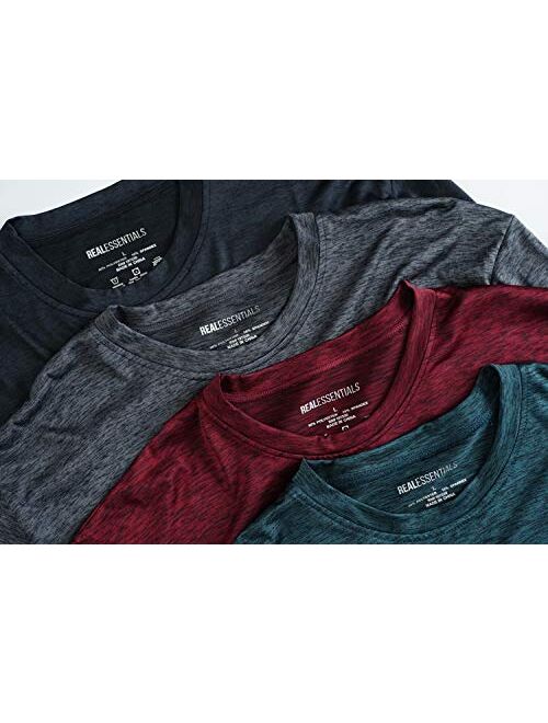 4 Pack: Men's Dry-Fit Moisture Wicking Performance Long Sleeve T-Shirt, UV Sun Protection Outdoor Active Athletic Crew Top