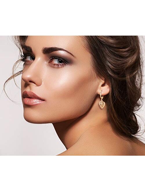 9/10/12 Pairs Gold Small Hoop Earrings Pack with Charm-Silver Mini Hoop Dangle Earrings with Charm- Huggie Hoop Earrings Set for Teen Girls And Women