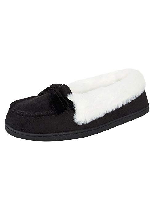 Jessica Simpson Women's Micro Suede Moccasin Indoor Outdoor Slipper Shoe