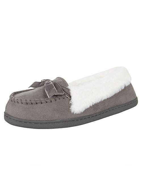 Jessica Simpson Women's Micro Suede Moccasin Indoor Outdoor Slipper Shoe