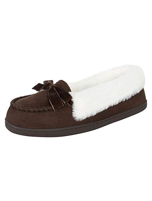 Jessica Simpson Women's Micro Suede Moccasin Indoor Outdoor Slipper Shoe