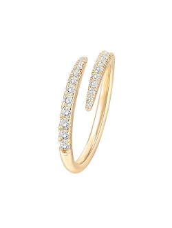 14K Gold Plated Sterling Silver Cubic Zirconia Open Twist Eternity Band for Women