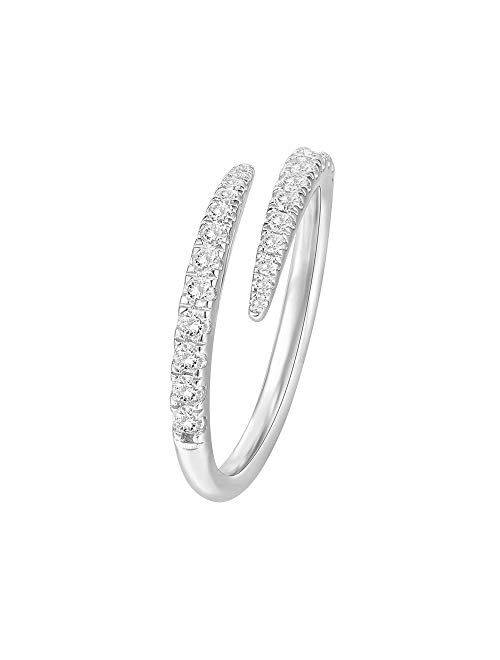 PAVOI 14K Gold Plated Sterling Silver Cubic Zirconia Open Twist Eternity Band for Women