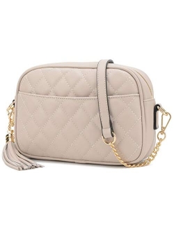 Lola Mae Quilted Crossbody Bag, Medium Lightweight Shoulder Purse Top Zipper Tassel Accent