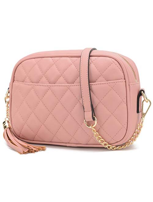 Lola Mae Quilted Crossbody Bag, Medium Lightweight Shoulder Purse Top Zipper Tassel Accent