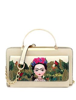 Authentic Frida Kahlo Print Wallet Handle Purse Crossbody Bag