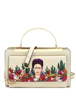 Authentic Frida Kahlo Print Wallet Handle Purse Crossbody Bag